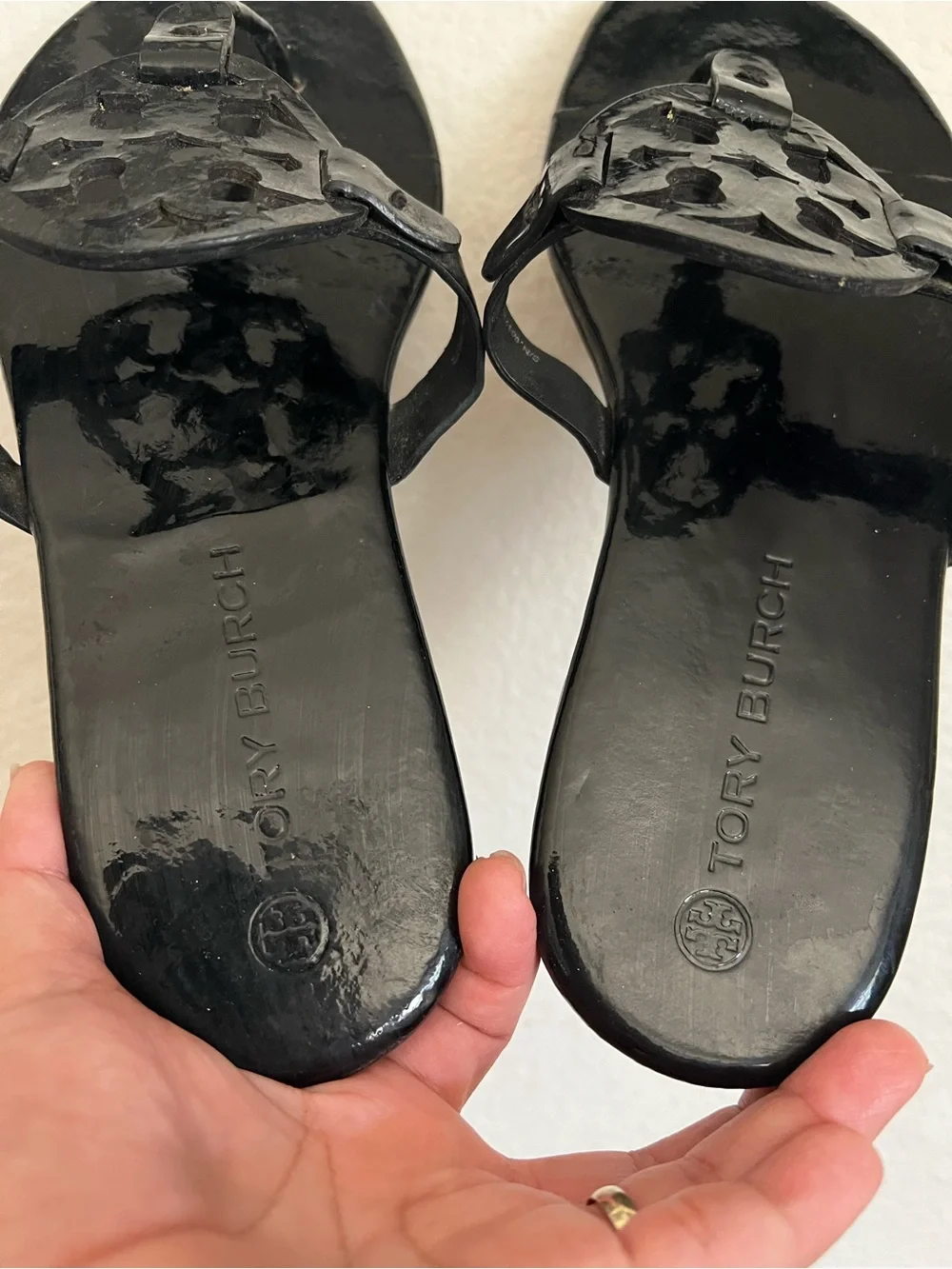 Tory Burch Miller Soft Women's Leather Memory Foam Slide Thong Sandals Size 10 M